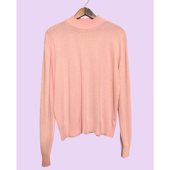 Debenhams Pink Acrylic Womens Long-Sleeve Mock Neck Sweater Size 18 - Picture 1 of 5